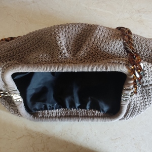 Πλεκτή τσάντα με snap έλασμα - νήμα, clutch, ώμου, all day, πλεκτές τσάντες - 2
