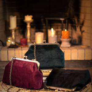 Βελούδινη τσάντα σε Μπορντώ χρώμα - ύφασμα, clutch, ώμου, βραδινές, μικρές - 3