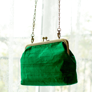 Πράσινη βραδινή τσάντα - ύφασμα, clutch, ώμου, χειρός, βραδινές - 3