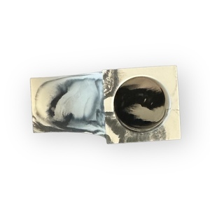 Κηροπήγιο με εφέ μαρμάρου σε λευκό-μαύρο χρώμα - ρεσώ & κηροπήγια - 3