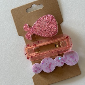 Pink mermaid clips - πλαστικό, εποξική ρητίνη, hair clips