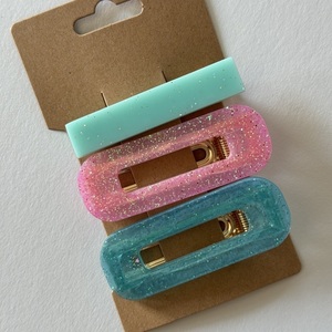 Blue and pink clips - πλαστικό, εποξική ρητίνη, hair clips - 2