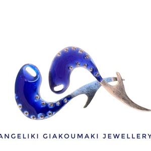 Ασημένια χειροποίητα σκουλαρίκια, φάλαινα με σμάλτο μπλε του κοβαλτίου - ασήμι, σμάλτος, ψάρι, boho - 2
