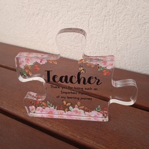 Διακοσμητικο plexiglass για τη Δασκάλα! Πάζλ, διάφανο, πολύχρωμο 10χ9χ1εκ-apois - plexi glass, διακοσμητικά, για δασκάλους - 3