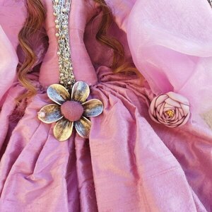 Χειροποίητη Κούκλα "Πυργοδέσποινα" από ροζ ταφτά 35*60εκ. - ύφασμα, κορίτσι, διακοσμητικά, κούκλες - 4