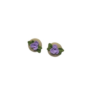 Σκουλαρίκια από πολυμερικό πηλό καρφωτά με 3D λουλούδια - πηλός, λουλούδι, μικρά