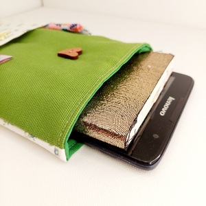 Θήκη βιβλίου, ατζέντας, tablet "little green" - ύφασμα - 3