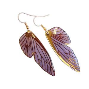 Σκουλαρίκια φτερά πεταλούδας με υγρό γυαλί 2 - γυαλί, κρεμαστά, μεγάλα, δώρα γενεθλίων, δώρα για γυναίκες