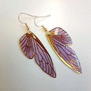 Σκουλαρίκια φτερά πεταλούδας με υγρό γυαλί 2 - γυαλί, κρεμαστά, μεγάλα, δώρα γενεθλίων, δώρα για γυναίκες - 2