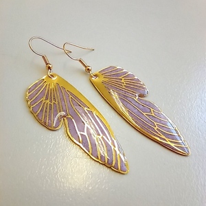 Σκουλαρίκια φτερά πεταλούδας με υγρό γυαλί 2 - γυαλί, κρεμαστά, μεγάλα, δώρα γενεθλίων, δώρα για γυναίκες - 3