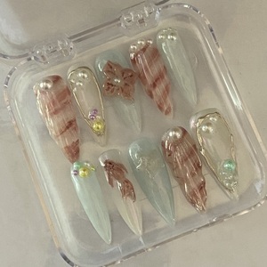 RTS Press On Nails -Abyss 3D Size Medium Long Stiletto - 3