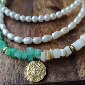 Sunset necklace - ημιπολύτιμες πέτρες, κοντά, ατσάλι - 5