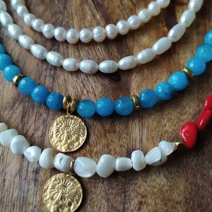 Kimolos sunset necklace - ημιπολύτιμες πέτρες, κοντά, ατσάλι, boho - 5