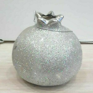 Ρόδι κεραμικό glitter silver Διάσταση 12 εκ - ρόδι, διακοσμητικά, γύψος