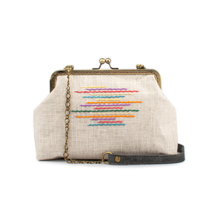 Καλοκαιρινή clutch τσάντα με πολύχρωμο κέντημα - ύφασμα, clutch, ώμου, χιαστί, μικρές