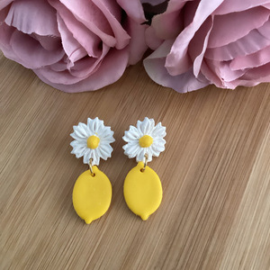 Lemon and flower - πηλός, λουλούδι, μικρά, boho, φθηνά