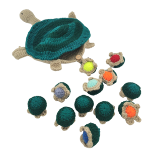 Παιχνίδι "Χελώνα με χελωνάκια στην κοιλίτσα" (30×23×9εκ.), πλεκτό νήμα - δώρα για παιδιά, δώρα για μωρά