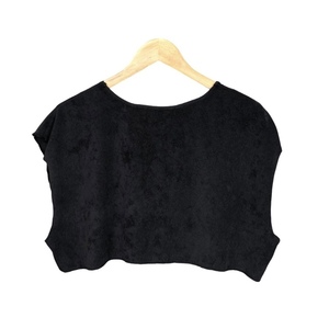 Μπλούζα γυναικεία πετσετέ μαύρη - βαμβάκι, crop top - 2