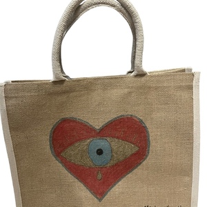 Τσάντα μάτι ζωγραφισμένη στο χέρι cod1 - ψάθα, μάτι, all day, θαλάσσης