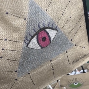 Τσάντα μάτι ζωγραφισμένη στο χέρι cod7 - ψάθα, μάτι, all day, θαλάσσης - 2