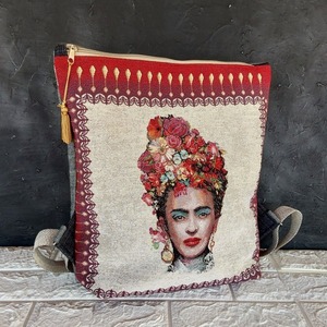 Τσάντα πλάτης χειροποίητο backpack απο ύφασμα με τη Frida - ύφασμα, πλάτης, σακίδια πλάτης, μεγάλες, all day - 3