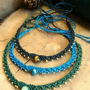 Μακραμε boho choker με ημιπολύτιμη χαντρα - ορείχαλκος, boho - 2