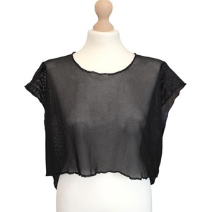 Μπλούζα τοπ γυναικεία διχτυωτή μαύρη - crop top