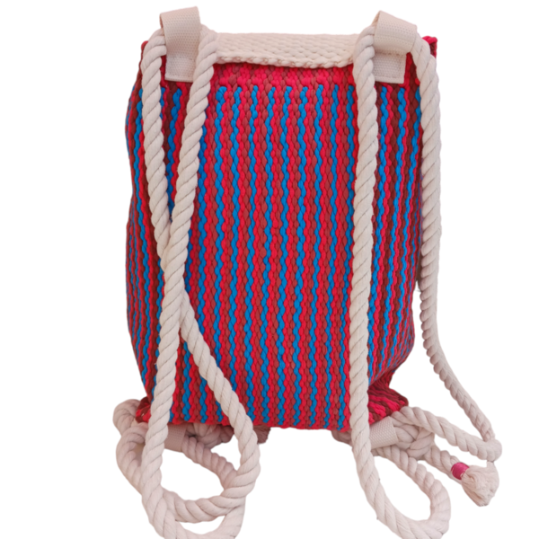 Υφαντή τσάντα κουρελου πλάτης. Backpack 32 - ύφασμα, πλάτης, μεγάλες, all day, πάνινες τσάντες - 4