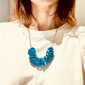 Lepsiron Turquoise Handmade Necklace with Turquoise Stones Χειροποίητο Κολιέ Τυρκουάζ Πολυμερικού Πηλού με ημιπολίτιμες χάντρες Τυρκουάζ - ημιπολύτιμες πέτρες, επιχρυσωμένα, πηλός, κοντά - 5