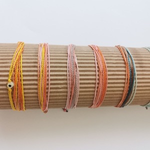 Βραχιόλι με κηρωμένα νήματα, Sunny - νήμα, boho, χεριού, βραχιόλι παιδικό, αυξομειούμενα - 2