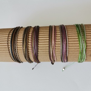Βραχιόλι με κηρωμένα νήματα, Lavender - νήμα, boho, χεριού, αυξομειούμενα, φθηνά - 5