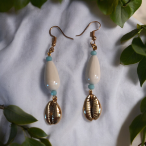 Elegance earrings white - χάντρες, μακριά, ατσάλι, μεγάλα, γάντζος - 2