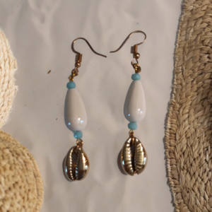 Elegance earrings white - χάντρες, μακριά, ατσάλι, μεγάλα, γάντζος - 3