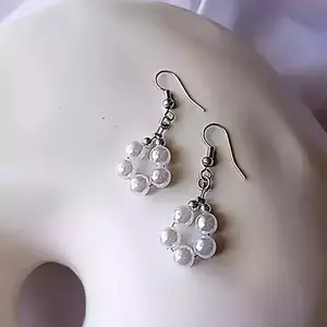 Σκουλαρίκια Κρεμαστά Επάργυρα με Πέρλες "Small Pearls" - επάργυρα, μικρά, ατσάλι, πέρλες, γάντζος - 2