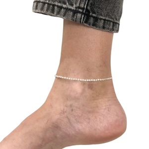 Βραχιόλι anklet γυάλινες χάντρες άσπρο-διάφανο - ποδιού - 2