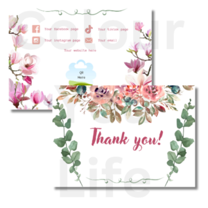Thank you card (ευχαριστήρια κάρτα) με λουλούδια διπλής όψης μεγέθους Α6! - λουλούδια, φλοράλ, κάρτες