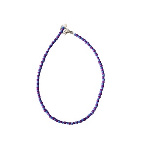 Βραχιόλι anklet γυάλινες χάντρες μωβ μπλε - ποδιού