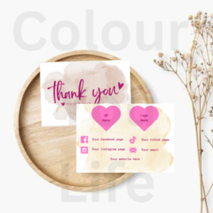 Εκτυπώσιμη Thank you card (Ευχαριστήρια κάρτα) σε ροζ - φούξια χρώματα μεγέθους Α6 ! - DIY, κάρτες - 2