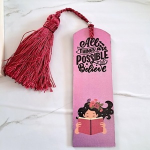 Ξύλινος σελιδοδείκτης "All things are possible if you believe" - σελιδοδείκτες - 2