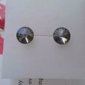 Σκουλαρίκια Swarovski Rivoli Silver night - ασήμι 925, επάργυρα, swarovski, μικρά - 4