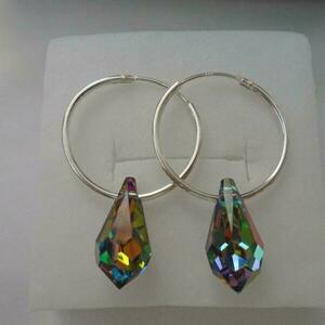 Σκουλαρίκια Swarovski Teardrop Vitrail Medium - ασήμι 925, swarovski, δάκρυ, κρίκοι, boho - 5