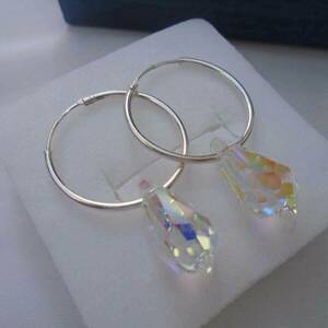 Σκουλαρίκια Swarovski Teardrop Aurore Boreale - ασήμι 925, swarovski, δάκρυ, κρίκοι, boho - 2