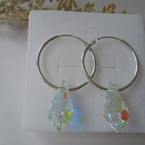 Σκουλαρίκια Swarovski Teardrop Aurore Boreale - ασήμι 925, swarovski, δάκρυ, κρίκοι, boho - 3