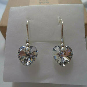 Σκουλαρίκια Swarovski Hearts Crystal CAL - ασήμι 925, καρδιά, swarovski, γάντζος - 2