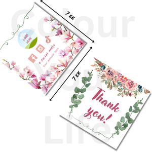 Εκτυπώσιμη Thank you card (Ευχαριστήρια κάρτα) διπλής όψης με λουλούδια 7 εκατοστών! - λουλούδια, DIY, κάρτες - 2