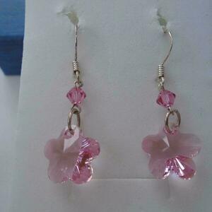 Σκουλαρίκια Swarovski Flower Light rose - ασήμι 925, swarovski, λουλούδι, γάντζος - 5