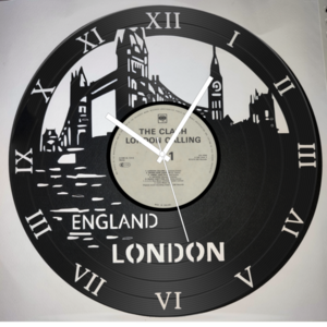 Ρολόι τοίχου 30cmχ30cm απο δισκο βινιλιου "London Calling" - τοίχου
