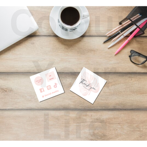 Μικρή minimal εκτυπώσιμη Thank you card (Ευχαριστήρια κάρτα) σε ροζ αποχρώσεις ! - κάρτες - 5
