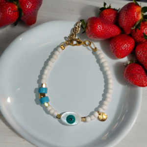 Summer "Good Luck" white - επιχρυσωμένα, μάτι, χάντρες, χεριού, αυξομειούμενα - 2