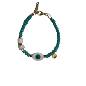 Summer "Good Luck" turquoise - επιχρυσωμένα, μάτι, χάντρες, χεριού, αυξομειούμενα